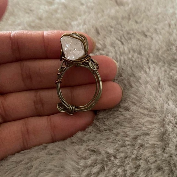 Wire Wrapped Stone Ring size 8-9 - Picture 2 of 4